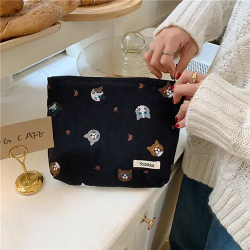 Wholesale Cat Print Cosmetic Bag | Cute & Durable Makeup Organizer for Beauty Brands & Retailers